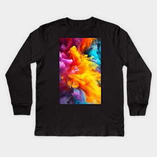 Spectrum Splash - Colorful Ink Drop Macro Abstract Art Kids Long Sleeve T-Shirt